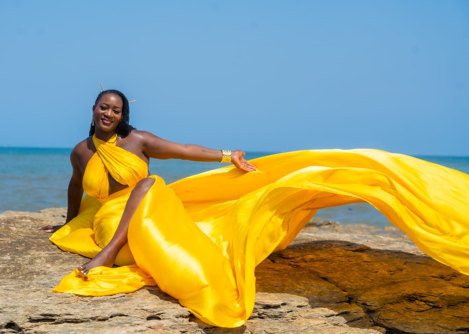 Loreta Waziri on a beach getaway